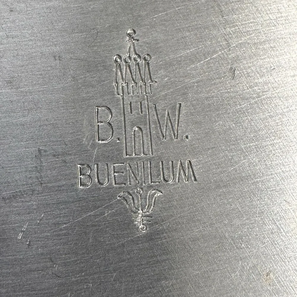 Vintage BW Buenilum Aluminum Covered Bowl Casserole Serving Dish Crimped Edge 9